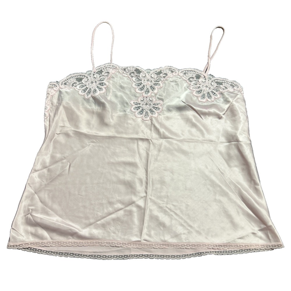 VTG Barbizon Boutique Pink Lace Trim Slip Camisole Size M Y2K Romantic Coquette